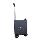 ROLLERTRON RT1 тъмно сив – страничен изглед с изтеглена телескопична дръжка и емблема, с колела