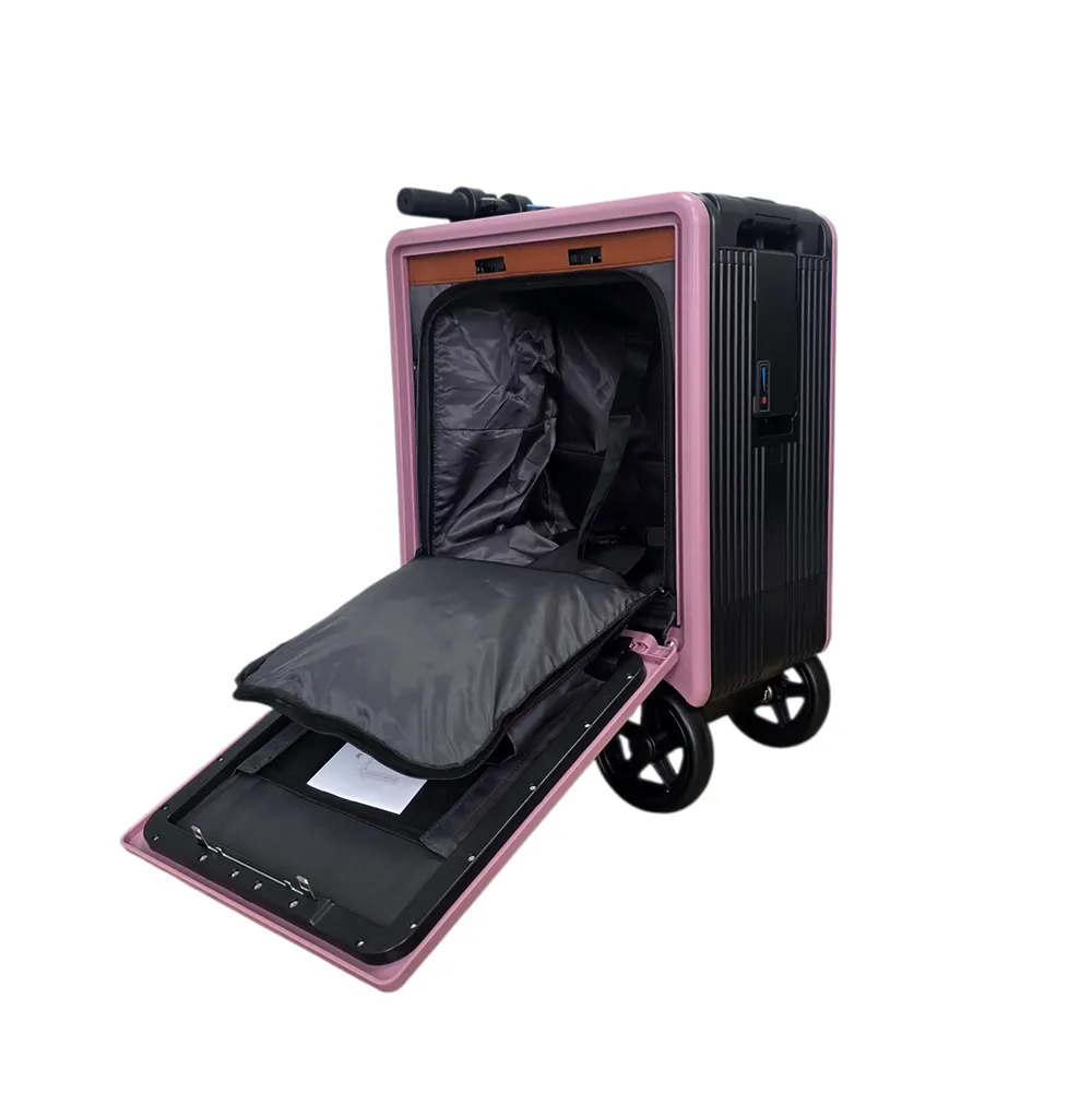 Електрически куфар-скутер ROLLERTRON RT1 розов – отворен куфар с интериор и ремъци, 24L